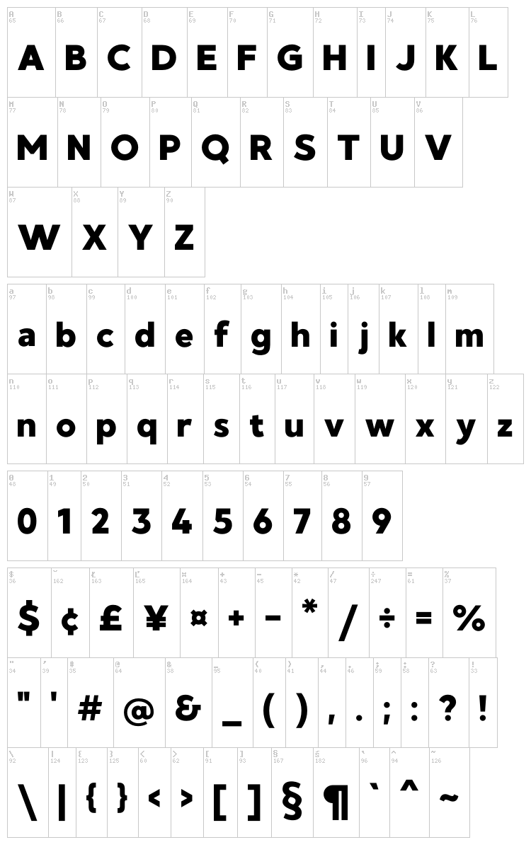 MADE GoodTime Grotesk font map